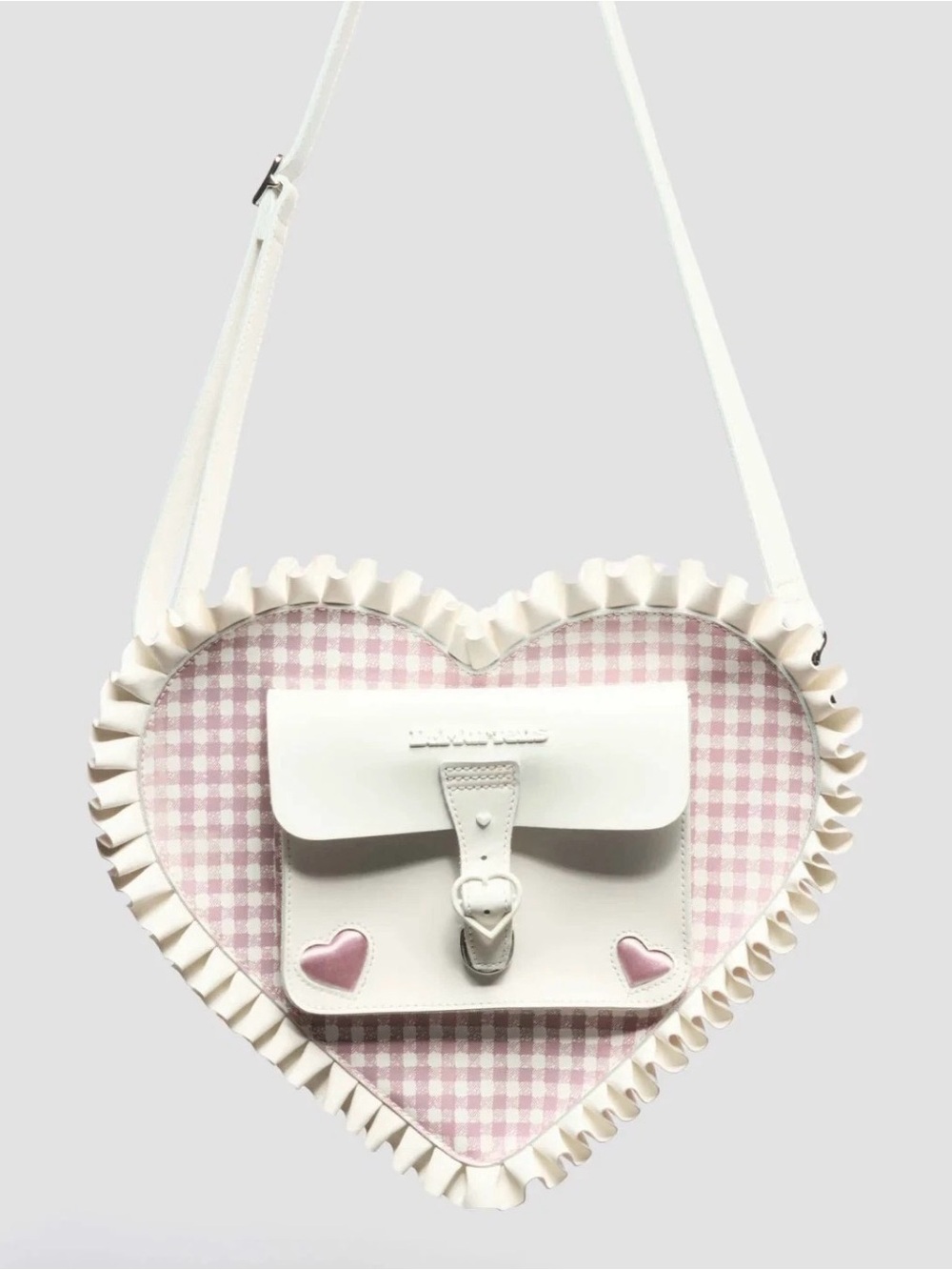 Dr. Martens **RARE** Frill heart backpack/crossbody with Dusty Pink Gingham - Picture 4 of 9